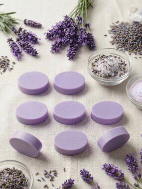 Lavender Botanical Oval Hand Poured Goat Milk Soap Bar